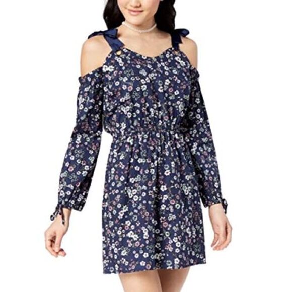 Ultra Flirt Juniors Printed Off The Shoulder Dress - Picture 2 of 3